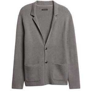 Banana Republic NWT Mens Organic Cotton Ribbed Cardigan Sweater Blazer Gray XL